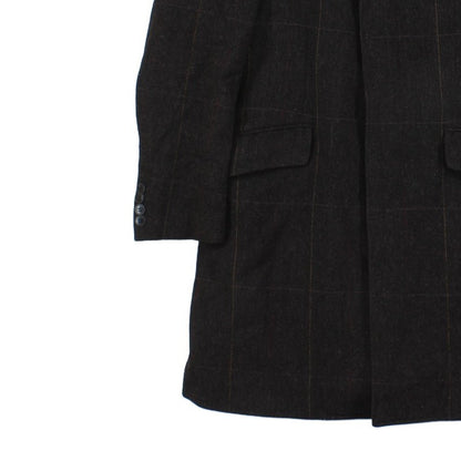 Mens Tweed Overcoat Herringbone Notch Lapel Wool