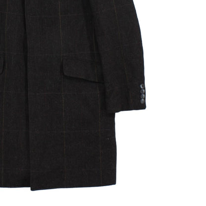 Mens Tweed Overcoat Herringbone Notch Lapel Wool