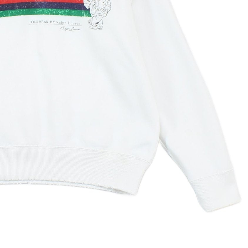 Womens Distressed Sweatshirt Crew Neck Stripes