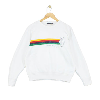 Womens Distressed Sweatshirt Crew Neck Stripes