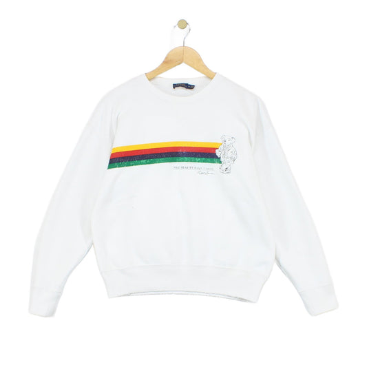 Womens Distressed Sweatshirt Crew Neck Stripes