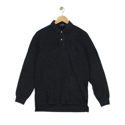 Mens Polo Shirt Collar Long Sleeve Knit Texture