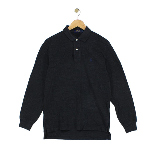 Mens Polo Shirt Collar Long Sleeve Knit Texture