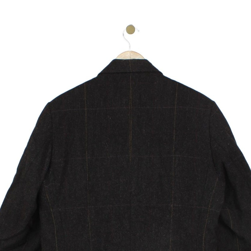 Mens Tweed Overcoat Herringbone Notch Lapel Wool