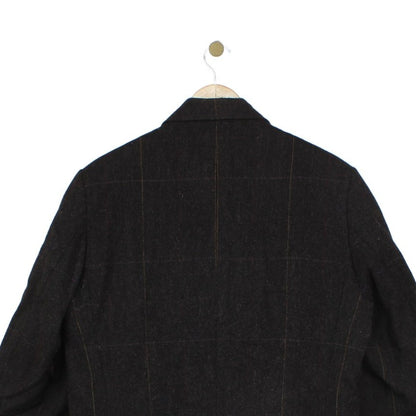 Mens Tweed Overcoat Herringbone Notch Lapel Wool