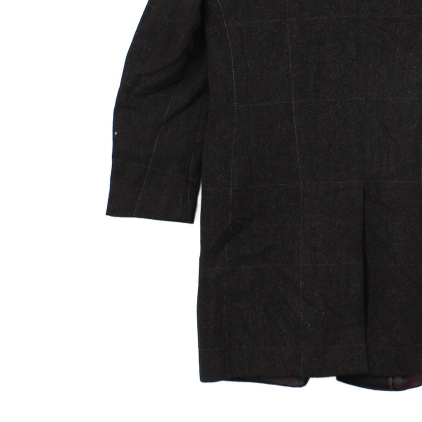 Mens Tweed Overcoat Herringbone Notch Lapel Wool