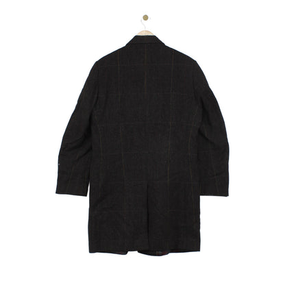 Mens Tweed Overcoat Herringbone Notch Lapel Wool