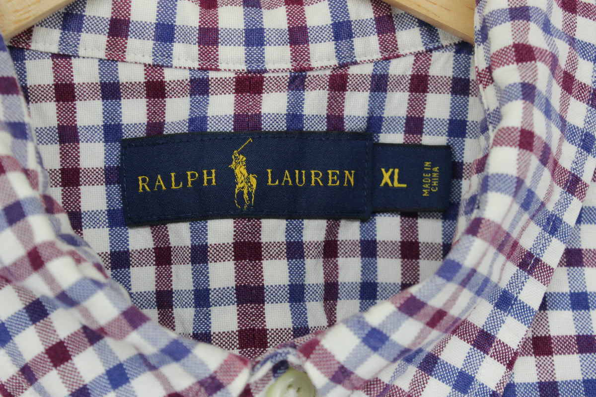 Mens Check Shirt Button Down Long Sleeve Cotton