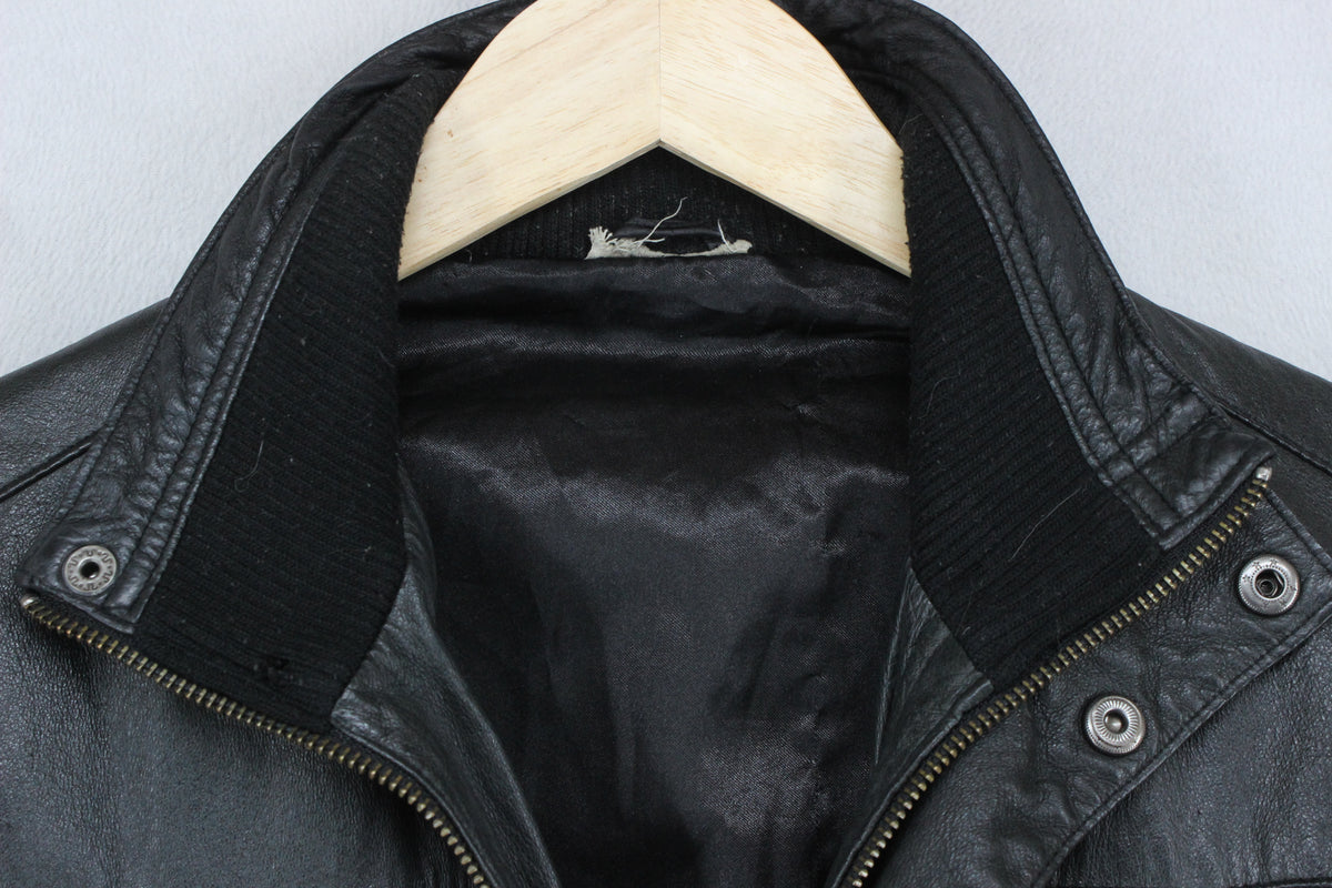 Mens Leather Jacket Biker Full Zip