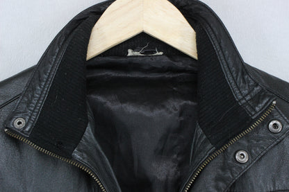 Mens Leather Jacket Biker Full Zip