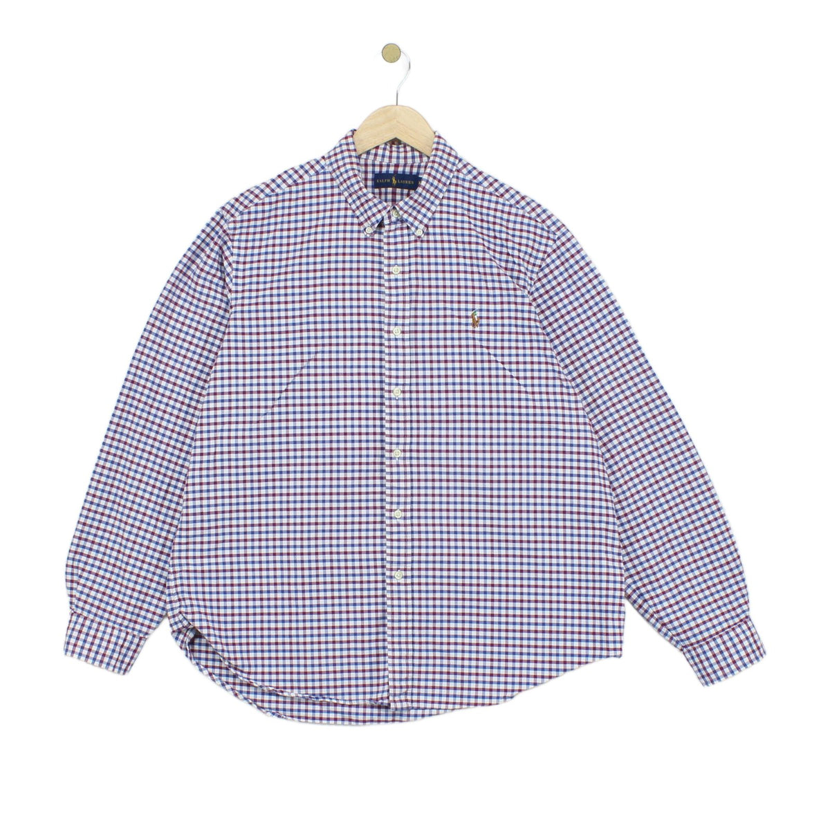 Mens Check Shirt Button Down Long Sleeve Cotton