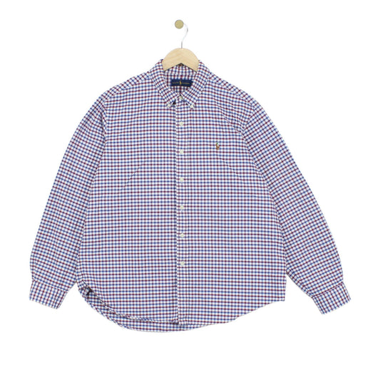 Mens Check Shirt Button Down Long Sleeve Cotton