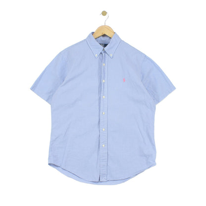 Mens Check Shirt Button Down Short Sleeve