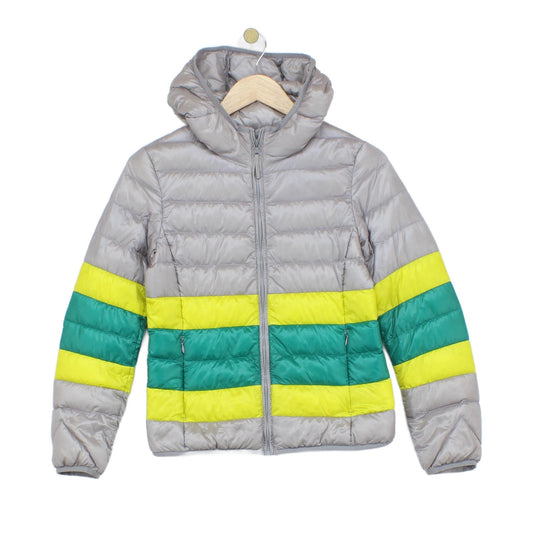 Womens Quilted Jacket Lightweight Hooded Striped Down