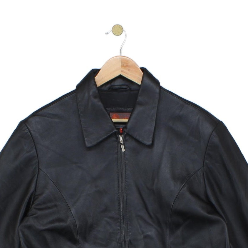 Womens Leather Jacket Collared