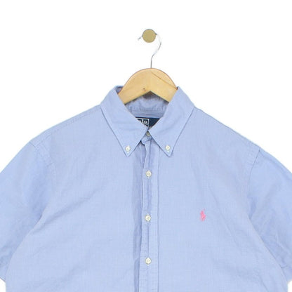 Mens Check Shirt Button Down Short Sleeve