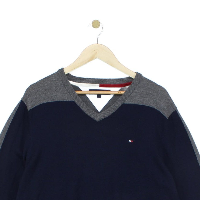 Mens Wool V-Neck Jumper Golf Knit