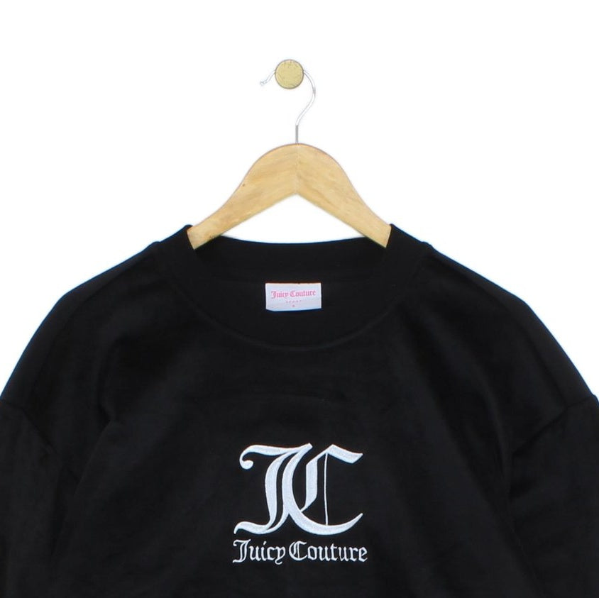Womens Velour Sweatshirt Embroidered Logo