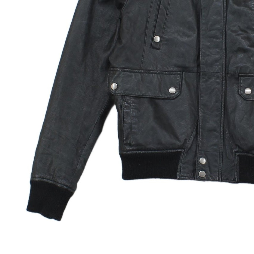 Mens Leather Jacket Biker Full Zip