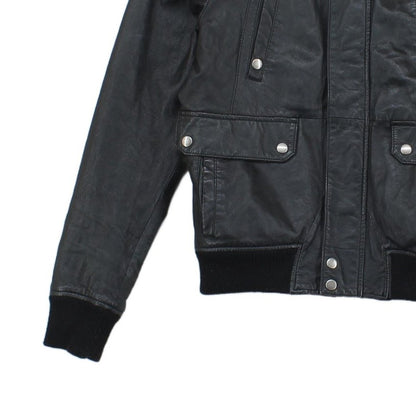 Mens Leather Jacket Biker Full Zip