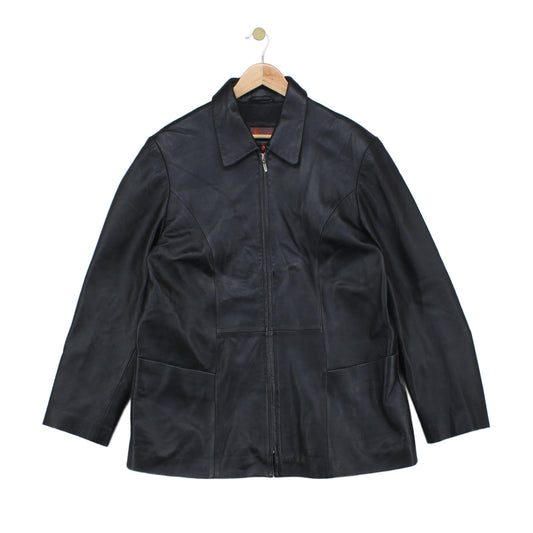 Womens Leather Jacket Collared