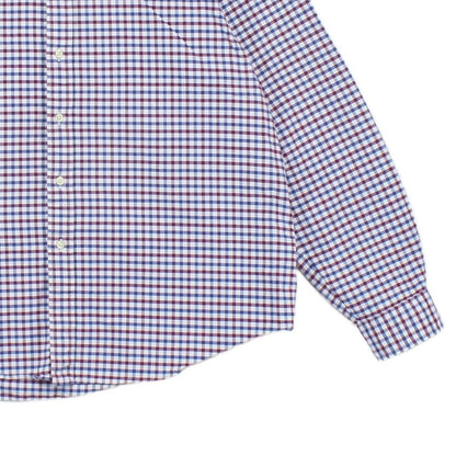 Mens Check Shirt Button Down Long Sleeve Cotton