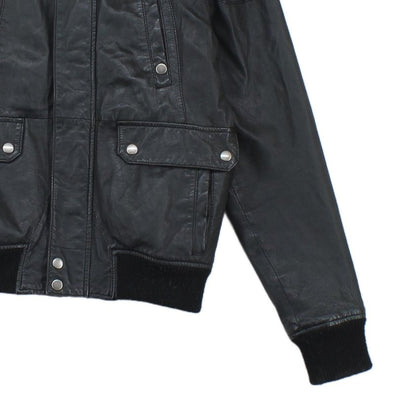 Mens Leather Jacket Biker Full Zip