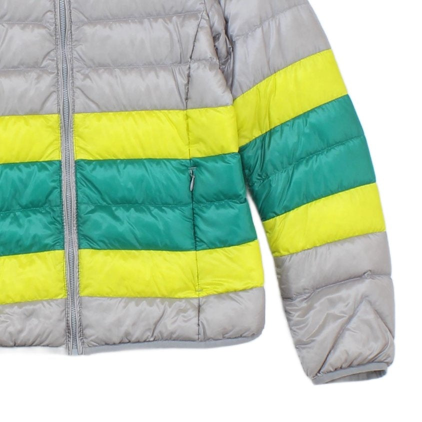 Womens Quilted Jacket Lightweight Hooded Striped Down