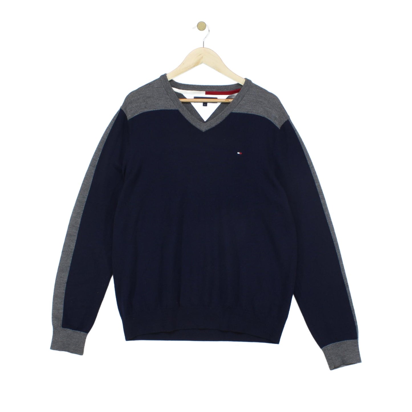 Mens Wool V-Neck Jumper Golf Knit