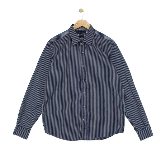Mens Striped Shirt Button Up Long Sleeve