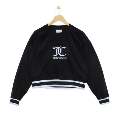 Womens Velour Sweatshirt Embroidered Logo
