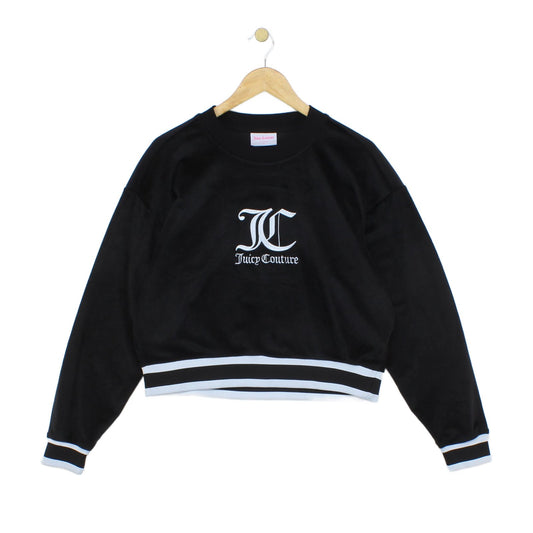 Womens Velour Sweatshirt Embroidered Logo