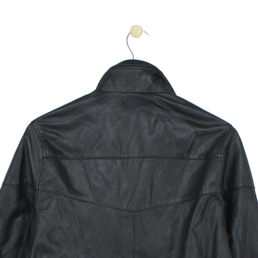 Mens Leather Jacket Biker Full Zip