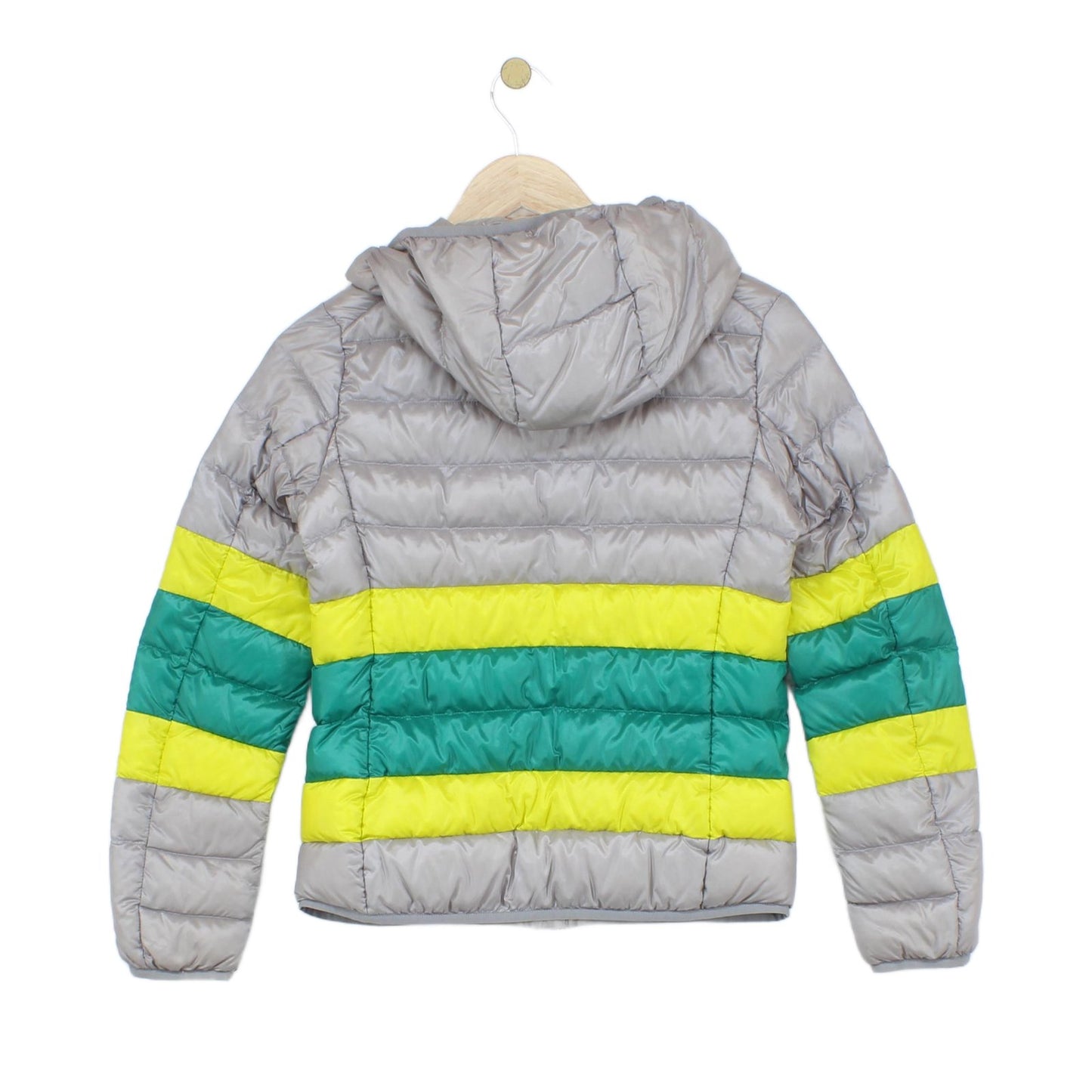 Womens Quilted Jacket Lightweight Hooded Striped Down