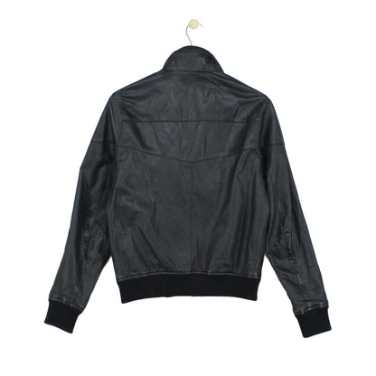 Mens Leather Jacket Biker Full Zip