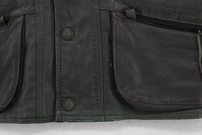 Mens Leather Hunting Vest Jacket Sleeveless