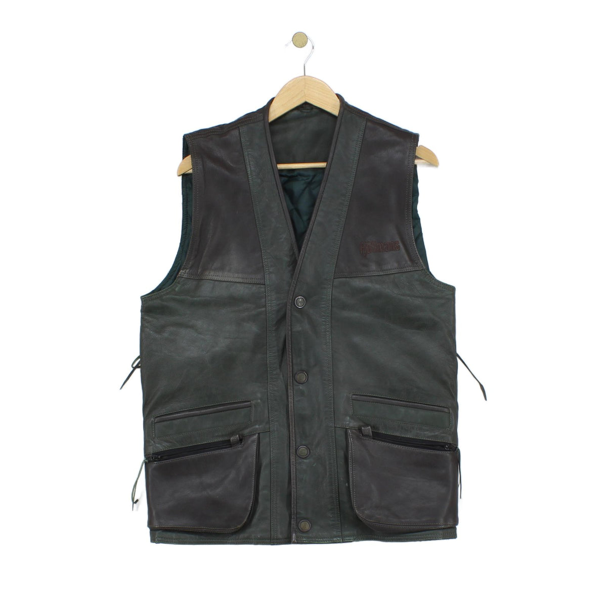 Mens Leather Hunting Vest Jacket Sleeveless