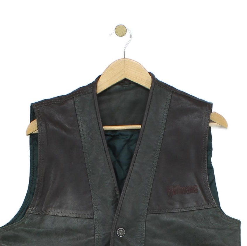 Mens Leather Hunting Vest Jacket Sleeveless