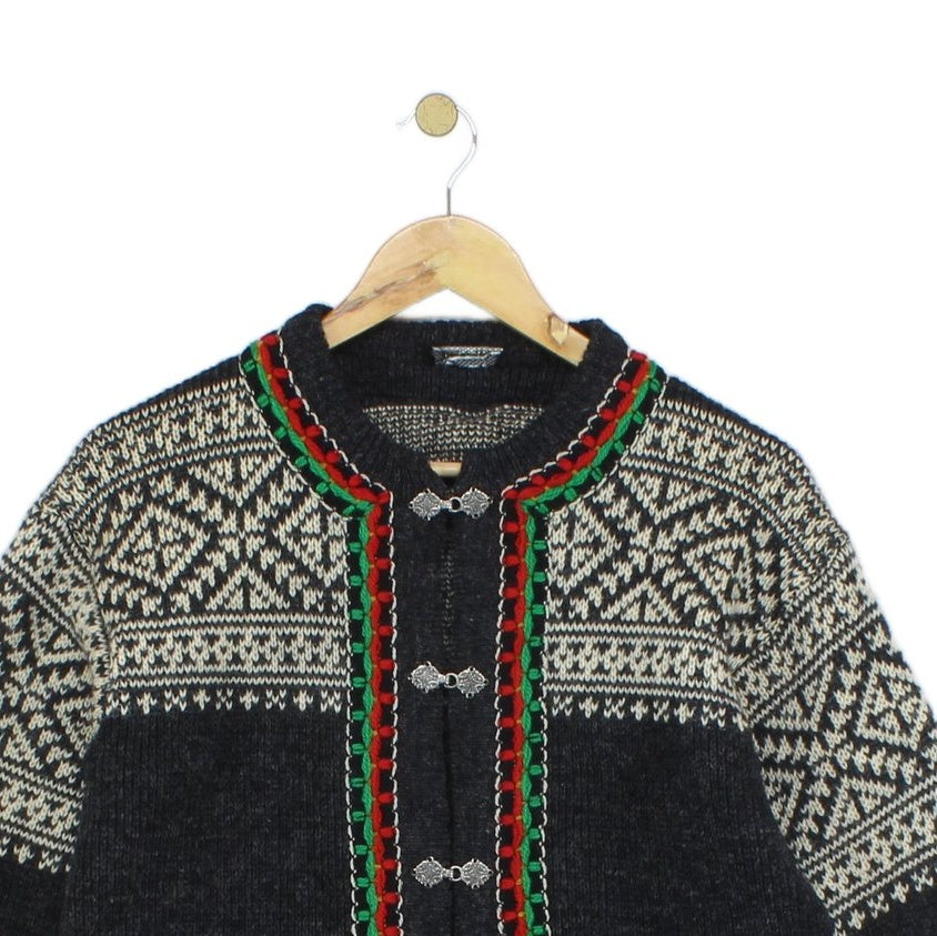 Mens Nordic Jumper Knit Buttoned Wool