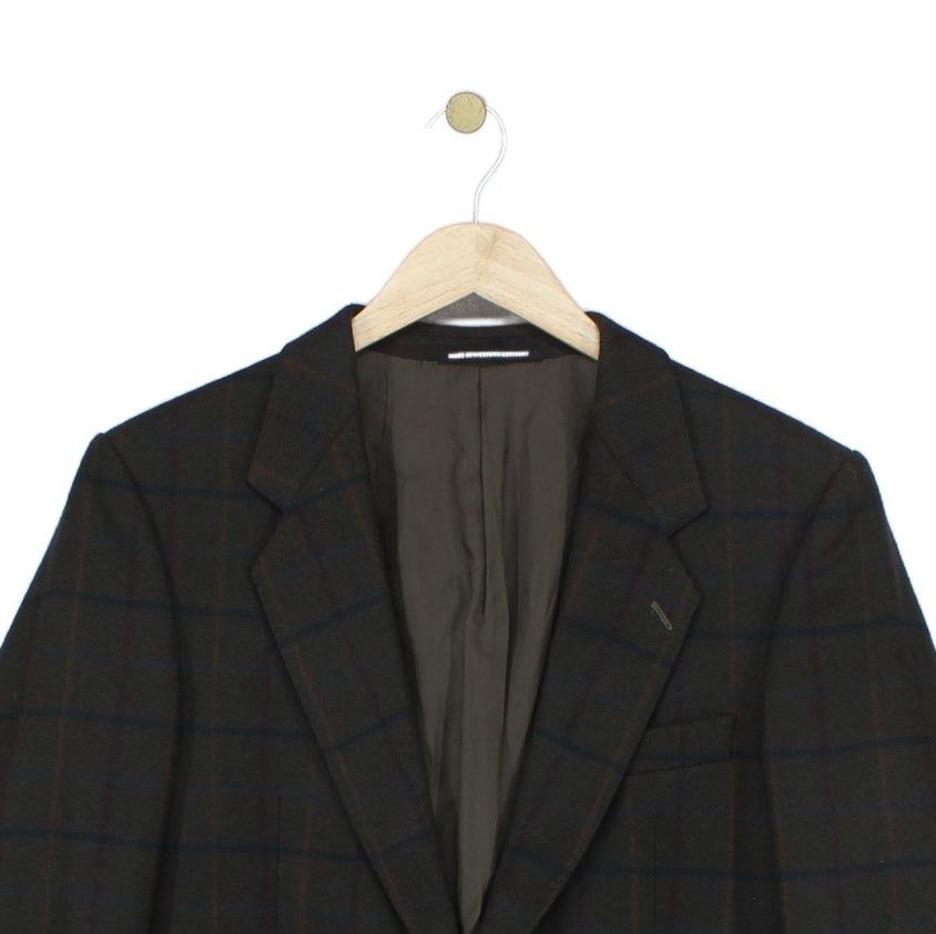 Mens Vintage Blazer Formal Check Wool