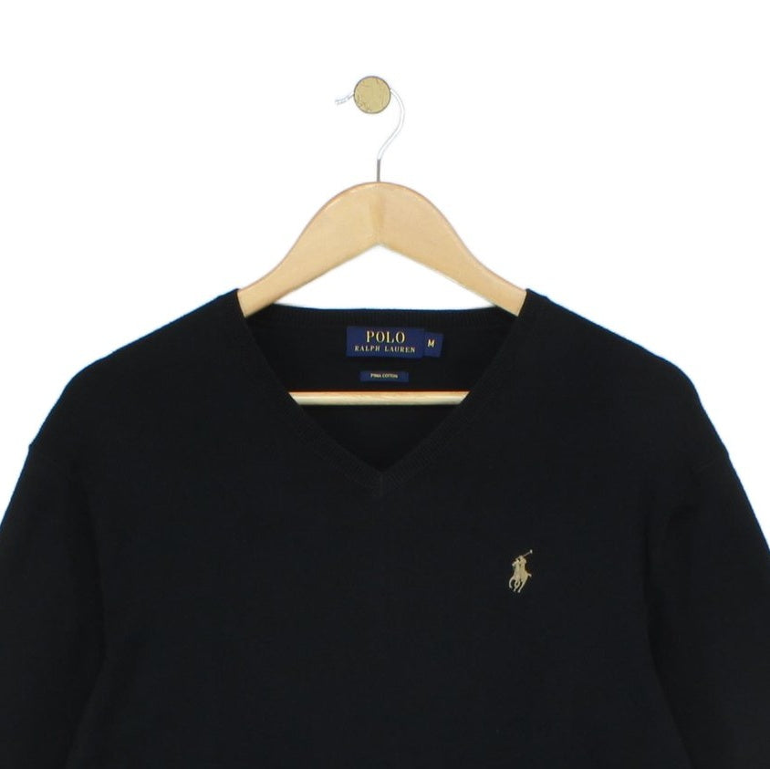 Mens V-Neck Jumper Knitwear Logo Pima Cotton