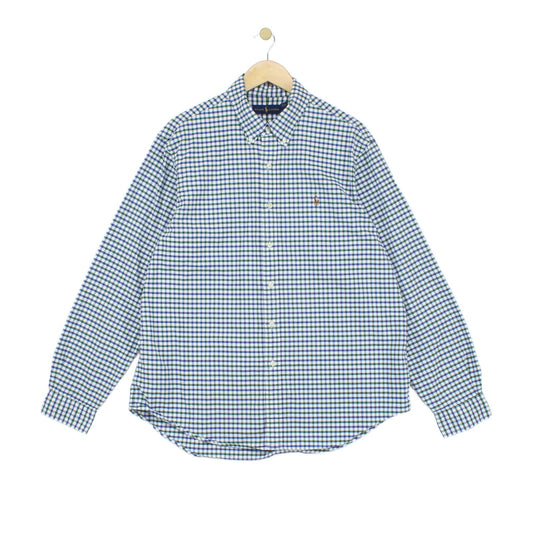 Mens Check Shirt Long Sleeve Button Up