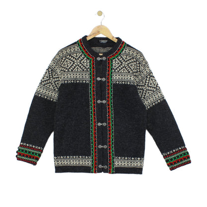 Mens Nordic Jumper Knit Buttoned Wool