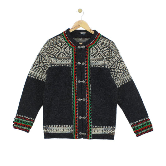 Mens Nordic Jumper Knit Buttoned Wool