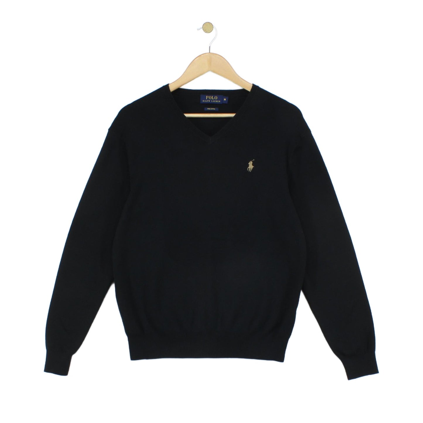 Mens V-Neck Jumper Knitwear Logo Pima Cotton
