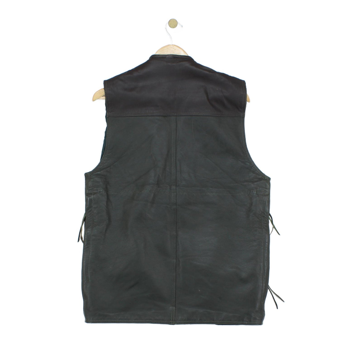 Mens Leather Hunting Vest Jacket Sleeveless