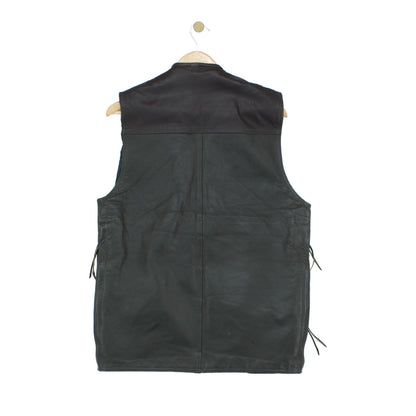 Mens Leather Hunting Vest Jacket Sleeveless