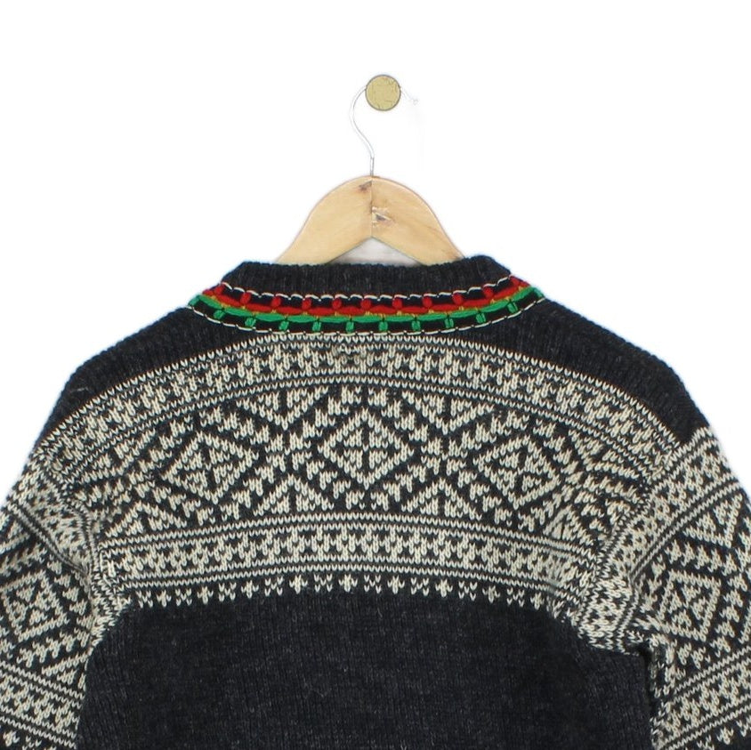 Mens Nordic Jumper Knit Buttoned Wool