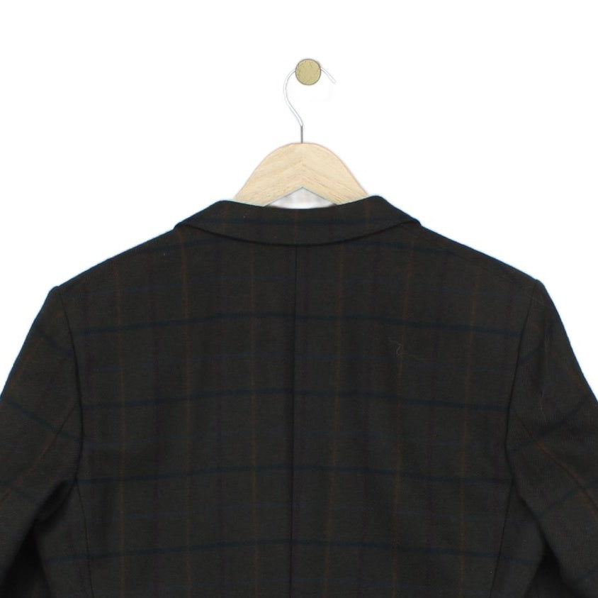Mens Vintage Blazer Formal Check Wool