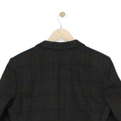 Mens Vintage Blazer Formal Check Wool